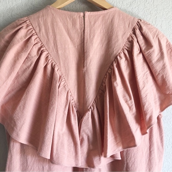 Zara Ruffle Yoke Cotton Blouse Cotton Peach - Picture 8 of 11